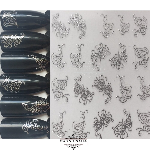3D Metallic Nail Sticker  - silber Seblstklebende Aufkleber Nagelsticker Nagelaufkleber