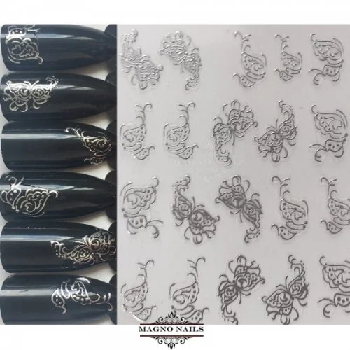 3D Metallic Nail Sticker - silber Seblstklebende Aufkleber Nagelsticker Nagelaufkleber
