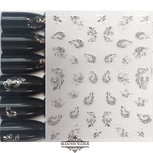 3D Metallic Nail Sticker  - silber Seblstklebende Aufkleber Nagelsticker Nagelaufkleber