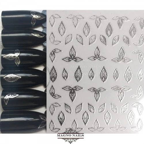 3D Metallic Nail Sticker - silber Seblstklebende Aufkleber Nagelsticker Nagelaufkleber