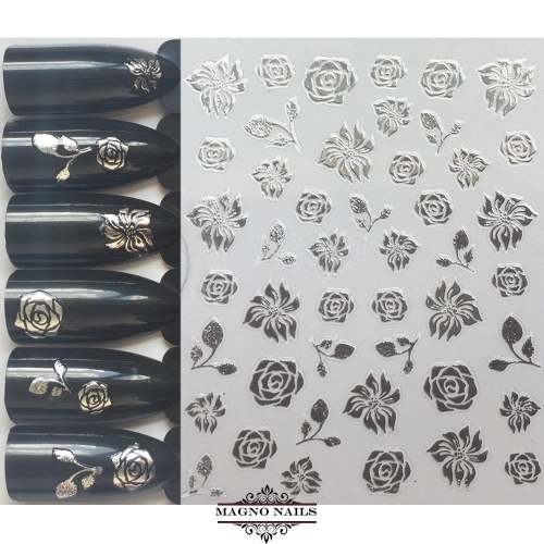 3D Metallic Nail Sticker  - silber Seblstklebende Aufkleber Nagelsticker Nagelaufkleber