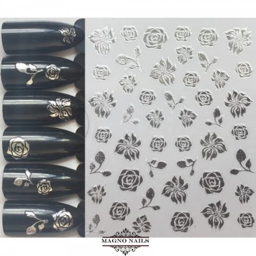 3D Metallic Nail Sticker - silber Seblstklebende Aufkleber Nagelsticker Nagelaufkleber