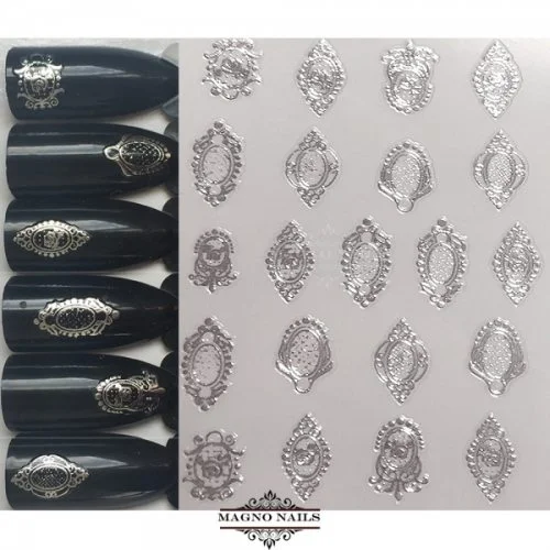 3D Metallic Nail Sticker - silber Seblstklebende Aufkleber Nagelsticker Nagelaufkleber