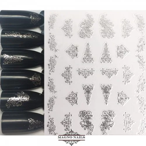 3D Metallic Nail Sticker - silber Seblstklebende Aufkleber Nagelsticker Nagelaufkleber