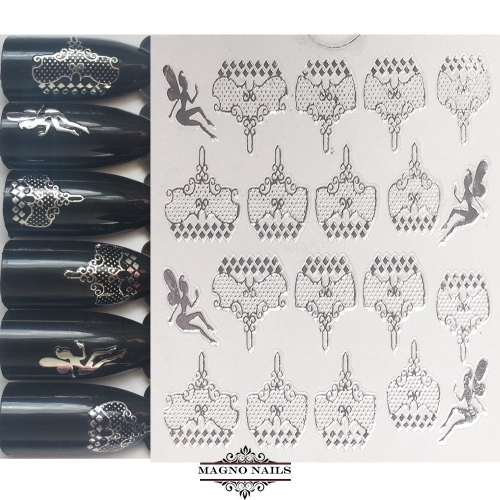 3D Metallic Nail Sticker  - silber Seblstklebende Aufkleber Nagelsticker Nagelaufkleber