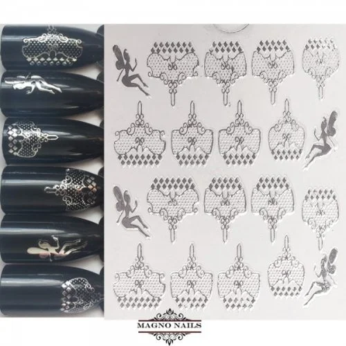 3D Metallic Nail Sticker - silber Seblstklebende Aufkleber Nagelsticker Nagelaufkleber