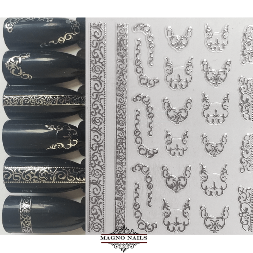 3D Metallic Nail Sticker - silber Seblstklebende Aufkleber Nagelsticker Nagelaufkleber