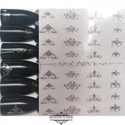 3D Metallic Nail Sticker - silber Seblstklebende Aufkleber Nagelsticker Nagelaufkleber