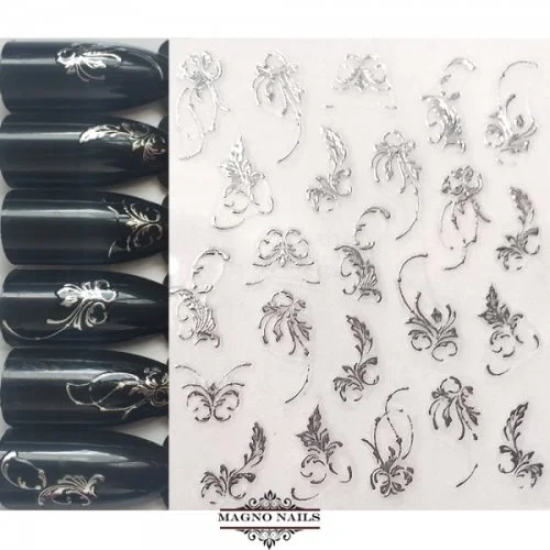 3D Metallic Nail Sticker - silber Seblstklebende Aufkleber Nagelsticker Nagelaufkleber