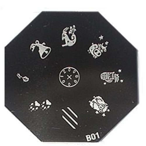 Nail Art Stamping Schablone B01 Kuh Schaf Zodiac  Glocke