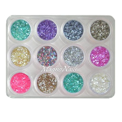 12 x  Crushed Shell in einer Box Nail Art Nailart Nageldesign