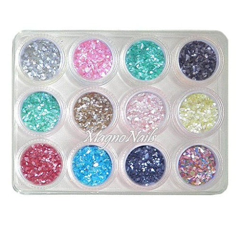 12 x  Crushed Shell in einer Box Nail Art Nailart Nageldesign