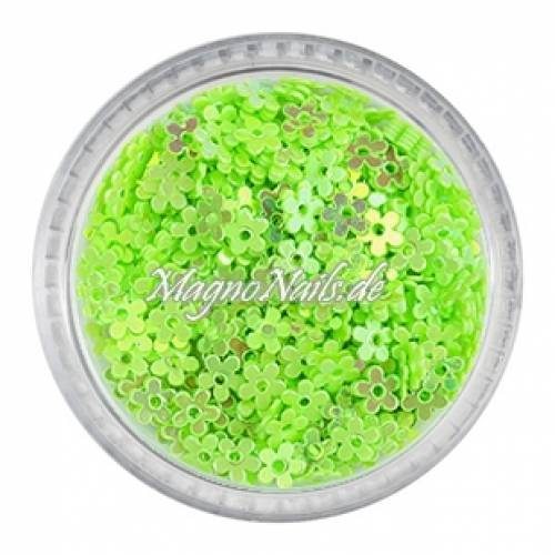 Glitter Shapes - Einlegemotive - Blumen hellgrün gelocht Nail Art Nails Nagel Nögel Nailart Einleger