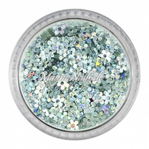 Glitter Shapes - Einlegemotive - Blumen silber gelocht Nail Art Nails Nagel Nögel Nailart Einleger