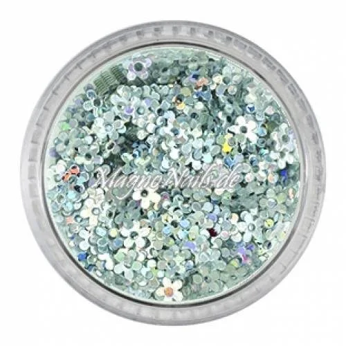 Glitter Shapes - Einlegemotive - Blumen silber gelocht Nail Art Nails Nagel Nögel Nailart Einleger