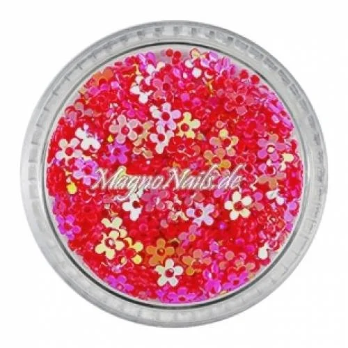 Glitter Shapes - Einlegemotive - Blumen korallenrot gelocht Nail Art Nails Nagel Nögel Nailart Einleger