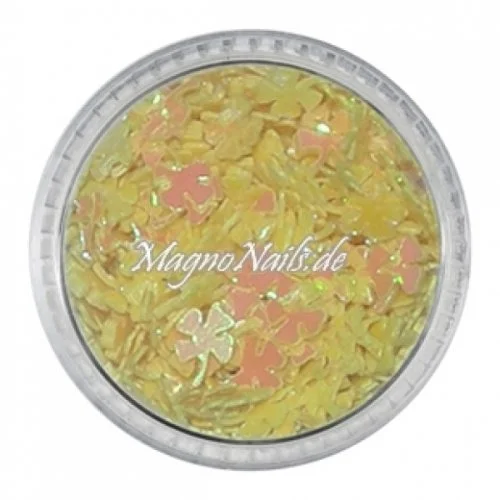 Glitter Shapes - Einlegemotive - Kleeblätter gelb Nail Art Nails Nagel Nögel Nailart Einleger