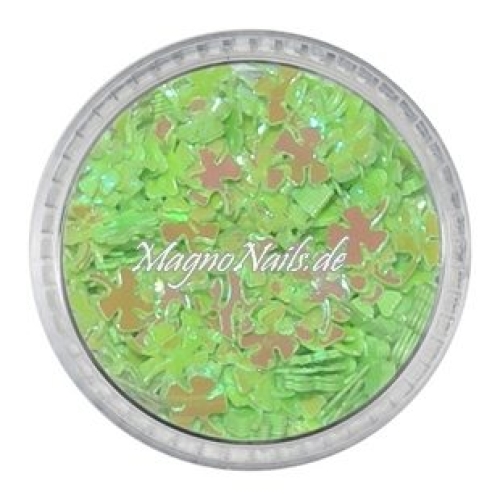 Glitter Shapes - Einlegemotive - Kleeblätter apfelgrün Nail Art Nails Nagel Nögel Nailart Einleger