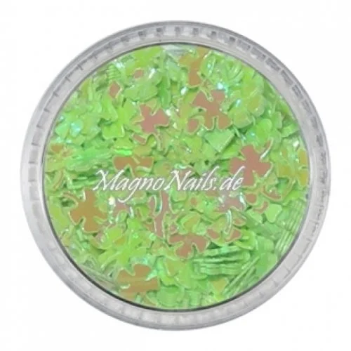 Glitter Shapes - Einlegemotive - Kleeblätter apfelgrün Nail Art Nails Nagel Nögel Nailart Einleger