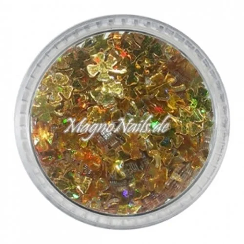 Glitter Shapes - Einlegemotive - Kleeblätter gold Nail Art Nails Nagel Nögel Nailart Einleger