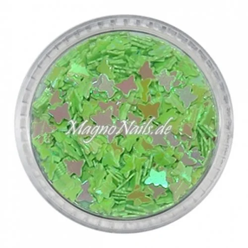 Glitter Shapes - Einlegemotive - Schmetterlinge apfelgrün Nail Art Nails Nagel Nögel Nailart