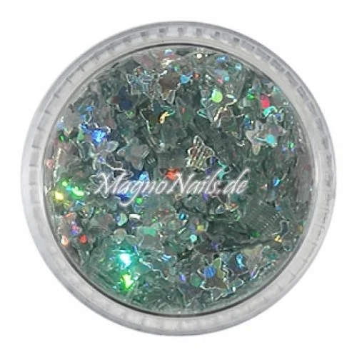 Glitter Shapes - Einlegemotive - Schmetterlinge silber Nail Art Nails Nagel Nögel Nailart