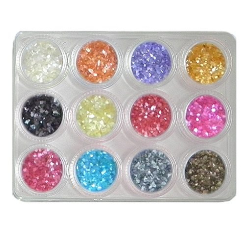 12 x  Crushed Shell in einer Box Nail Art Nailart Nageldesign