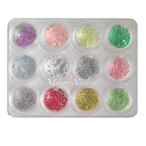 12 x Nail Art Halbperlen Set in einer Box Nail Art Nailart Nageldesign