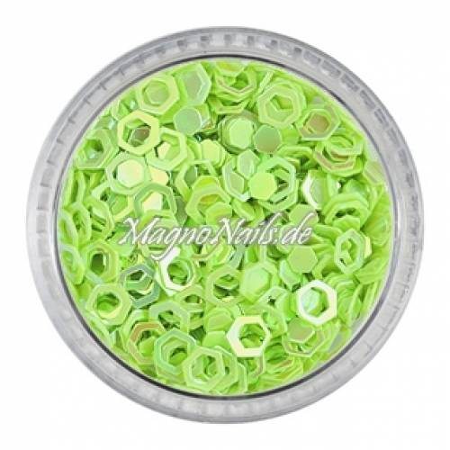 Glitter Shapes - Einlegemotive - hexagon gelocht apfelgrün Nail Art Nails Nagel Nögel Nailart Einleger