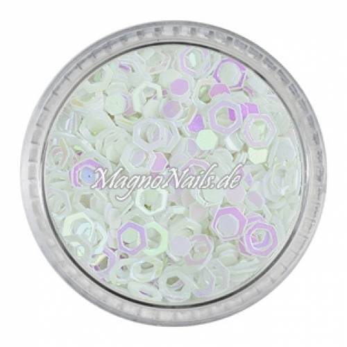 Glitter Shapes - Einlegemotive - hexagon gelocht weiß Nail Art Nails Nagel Nögel Nailart Einleger