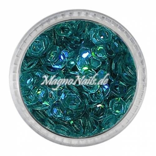 Glitter Shapes - Einlegemotive - hexagon gelocht türkis metallic Nail Art Nails Nagel Nögel Nailart Einleger
