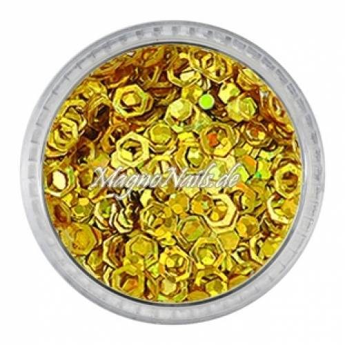 Glitter Shapes - Einlegemotive - hexagon gelocht gold hologramm Nail Art Nails Nagel Nögel Nailart Einleger