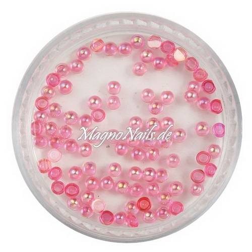 Nail Art Einlegemotive - Halbperlen neonpink AB Nägel Nails Nailart Nageldesign Nagel Glitzersteine
