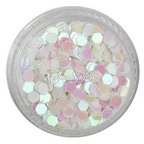 Glitter Shapes - Einlegemotive - hexagon weiß Nail Art Nails Nagel Nögel Nailart Einleger
