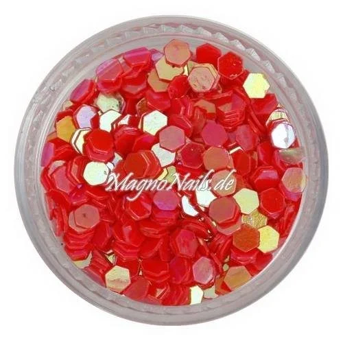 Glitter Shapes - Einlegemotive - hexagon korallenrot Nail Art Nails Nagel Nögel Nailart Einleger