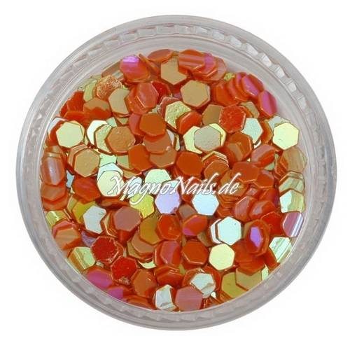 Glitter Shapes - Einlegemotive - hexagon orange Nail Art Nails Nagel Nögel Nailart Einleger