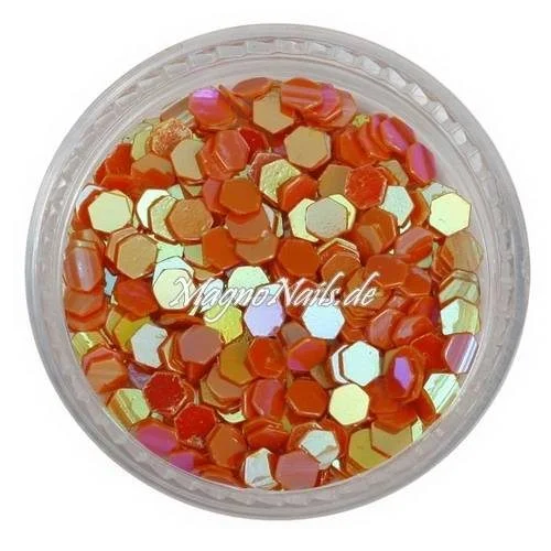 Glitter Shapes - Einlegemotive - hexagon orange Nail Art Nails Nagel Nögel Nailart Einleger