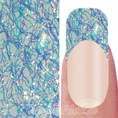Nail Art Einlegemotive Netz - Laser Lace - Sky Blue fein  Nägel Nails Nailart Nageldesign Nagel Glitzer