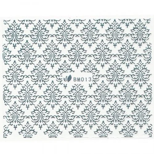 3D Metallic Sticker - silber Seblstklebende Aufkleber Nagelsticker Nagelaufkleber Barock Ornamente