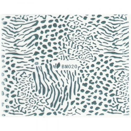 3D Metallic Sticker - silber Seblstklebende Aufkleber Nagelsticker Nagelaufkleber Tiger Leo Muster