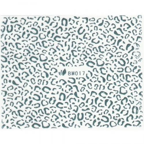 3D Metallic Sticker - silber Seblstklebende Aufkleber Nagelsticker Nagelaufkleber Leo Muster