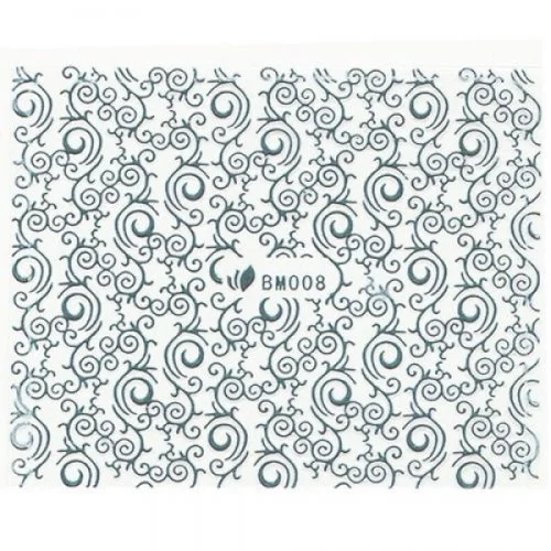 3D Metallic Sticker - silber Seblstklebende Aufkleber Nagelsticker Nagelaufkleber Tribal