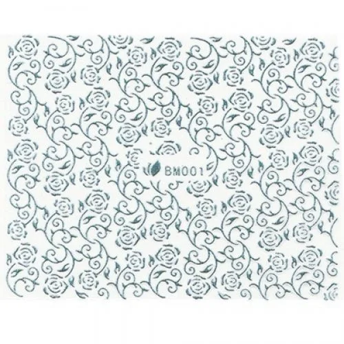 3D Metallic Sticker - silber Seblstklebende Aufkleber Nagelsticker Nagelaufkleber