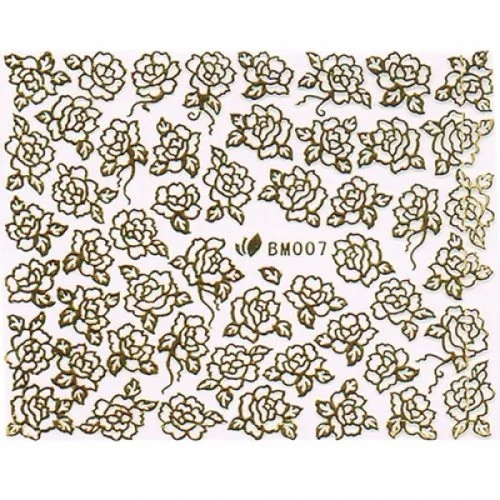 3D Metallic Sticker - gold Seblstklebende Aufkleber Nagelsticker Nagelaufkleber Rosen