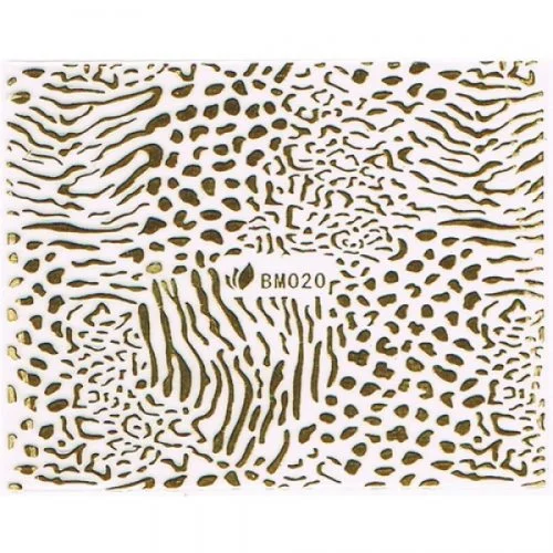 3D Metallic Sticker - gold Seblstklebende Aufkleber Nagelsticker Nagelaufkleber Tiger Leo Muster