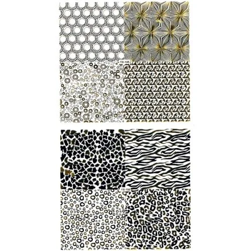 3D Full Cover Metallic Sticker Set - schwarz-gold Selbstklebende Nagelaufkleber Nagelsticker