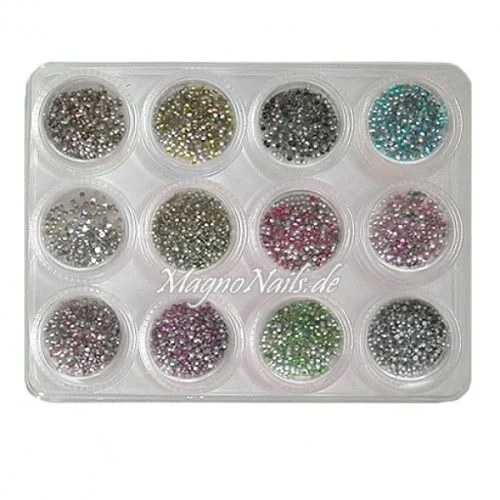 12 x Nail Art Metall Mini Plättchen rund in einer Box Nail Art Nailart Nageldesign
