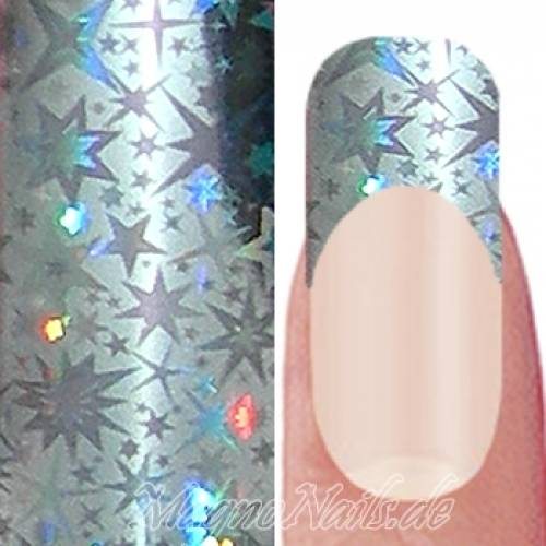 Nail Art Transfer Folie 1,5m - Nail Foil - Silver Starburst Nagelfolie Nageldesign Folie Tranferfolie Nailart