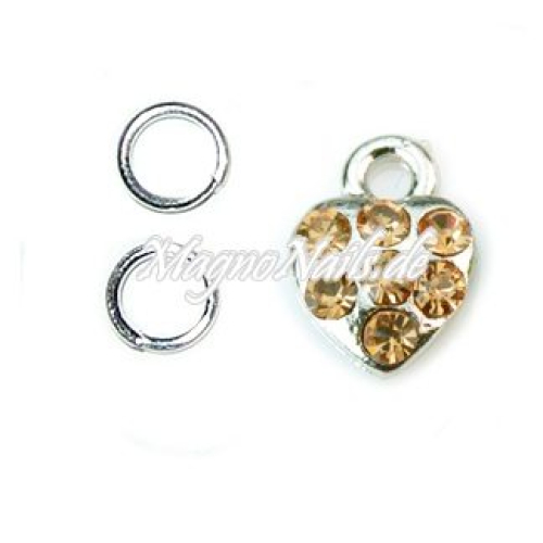 Nail Piercing Herz mit hellbraunen Strasssteinen Nageldesign Nägel Schmuck Nails 