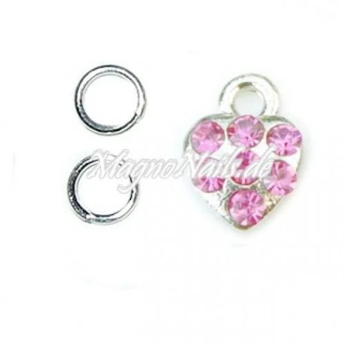 Nail Piercing Herz mit rosa Strasssteinen Nageldesign Nägel Schmuck Nails 